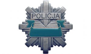 gwiazda koloru szarego z napisem Policjia